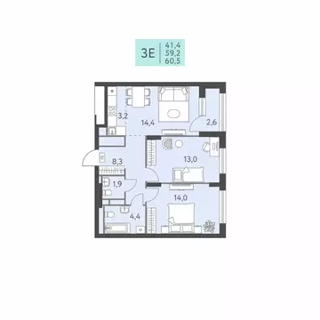 3-к кв. Пермский край, Пермь ул. Левченко, 8 (60.5 м)