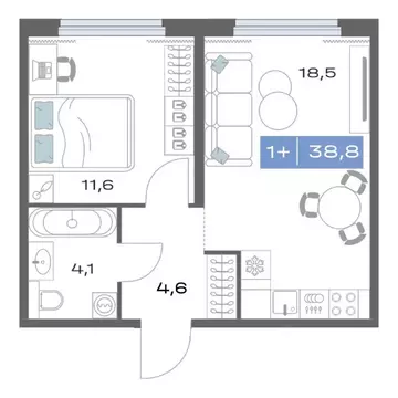 1-к кв. Свердловская область, Екатеринбург ул. Академика Парина, 11с1 ...