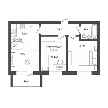 2-к кв. Новосибирская область, Бердск Бердские кварталы жилой ...