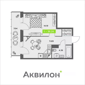 1-к кв. Архангельская область, Архангельск ул. Валявкина, 38 (36.24 м)