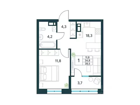 1-к кв. Забайкальский край, Чита Хороший мкр, 16 (38.5 м)