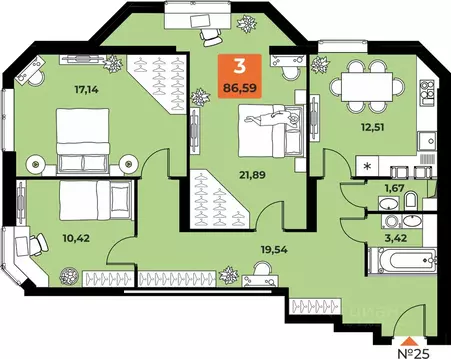 3-к кв. Самарская область, Самара просп. Карла Маркса, 231Б (86.1 м)