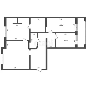 3-комнатная квартира: Тюмень, микрорайон Мыс, улица Малиновского, 8 ...