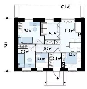 Дом в Ленино, Цветочная улица, 12 (52 м)