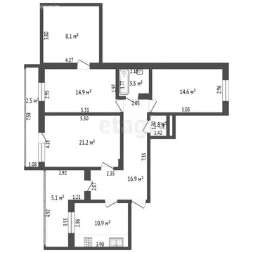 3-комнатная квартира: Альметьевск, улица Ленина, 195 (83.8 м)