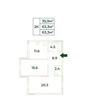 2-к кв. Крым, Симферопольский район, с. Мирное, Жигулина Роща мкр  ...