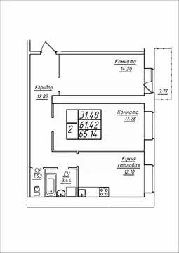 2-к кв. Самарская область, Самара ул. Стара-Загора, 249А (65.14 м)
