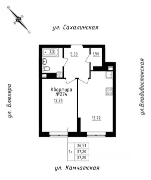 1-к кв. Свердловская область, Екатеринбург ул. Кронштадтская, 30 (37.2 ...