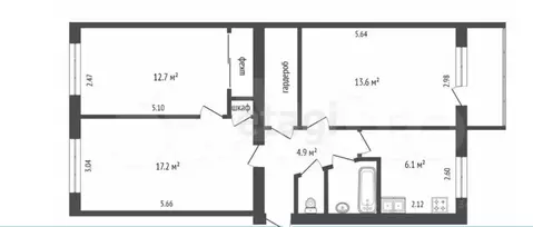 3-к кв. Вологодская область, Череповец ул. Ветеранов, 4 (61.0 м)