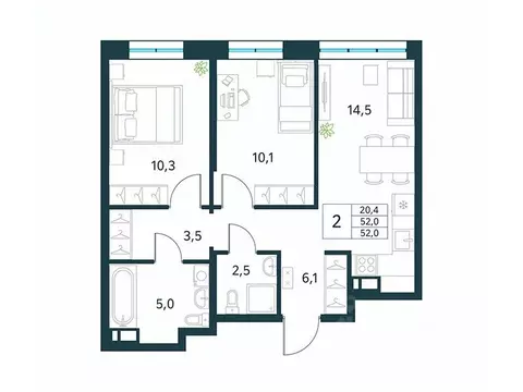2-к кв. Забайкальский край, Чита Хороший мкр,  (52.0 м)