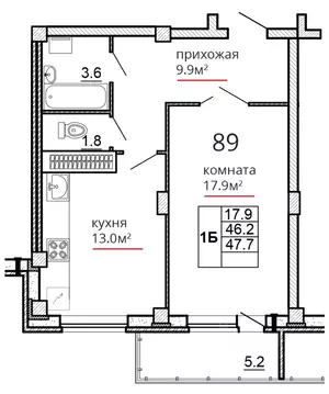 1-к кв. Псковская область, Псков ул. Алексея Алехина, 14 (47.7 м)