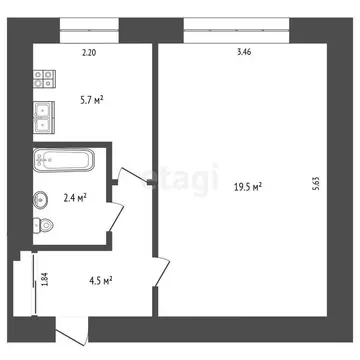 1-комнатная квартира: Самара, улица Волгина, 112 (32.1 м)