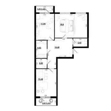 2-к кв. Калужская область, Калуга ул. Радостная, 10 (72.67 м)