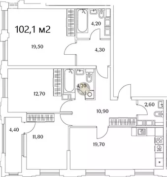 3-комнатная квартира: Санкт-Петербург, Планерная улица, 99 (102.1 м)