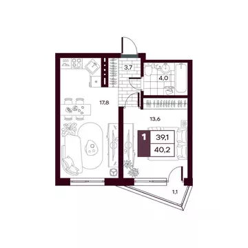 1-к кв. Тюменская область, Тюменский муниципальный округ, д. Дударева ...
