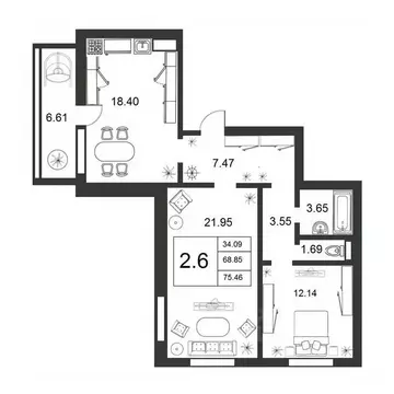 3-к кв. Новгородская область, Великий Новгород ул. Якова Павлова, 15 ...