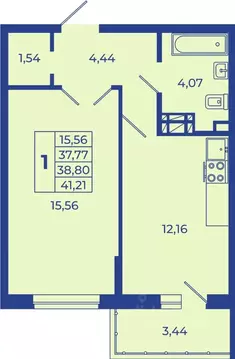 1-к кв. Ростовская область, Новочеркасск  (41.21 м)