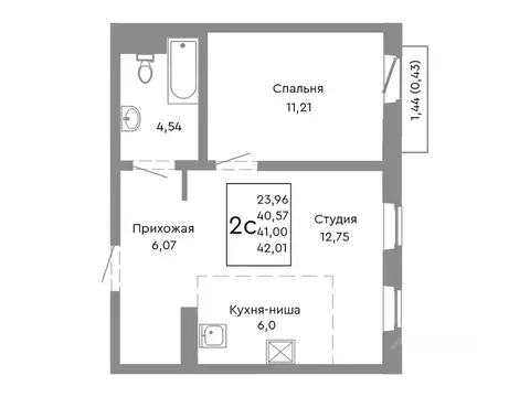 2-к кв. Челябинская область, Челябинск Нефтебазовая ул., 1-13 (41.0 м)