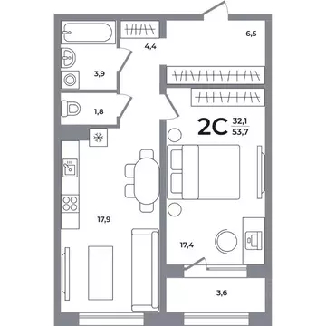 2-к кв. Новосибирская область, Новосибирск Беловежский мкр,  (53.5 м)