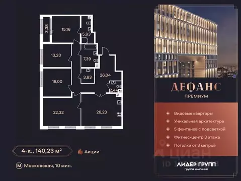 4-к кв. Санкт-Петербург ул. Типанова (140.23 м)