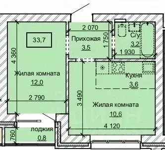 2-к кв. Алтайский край, Барнаул ул. Анатолия (33.7 м)