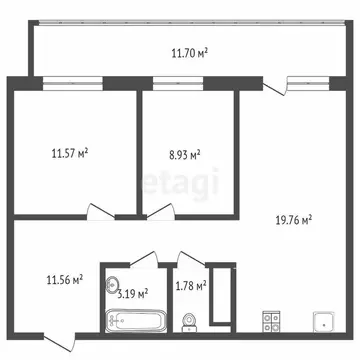2-комнатная квартира: Тюмень, улица Газовиков, 73 (58.3 м)