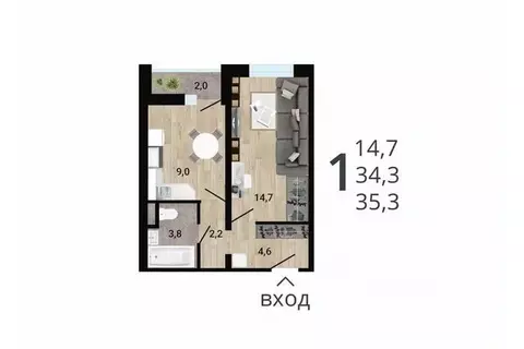 1-к кв. Воронежская область, Воронеж Цимлянская ул. (36.29 м)