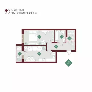 1-комнатная квартира: Тобольск, микрорайон 3Б, 6Бк2 (58.57 м)