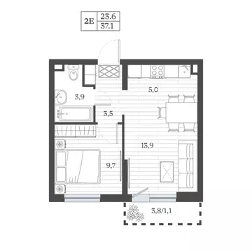 2-к кв. Дагестан, Дербент ул. Сальмана (37.14 м)