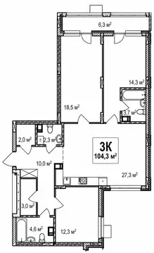 3-комнатная квартира: Нижний Новгород, проспект Гагарина, 36к4 (104.3 ...
