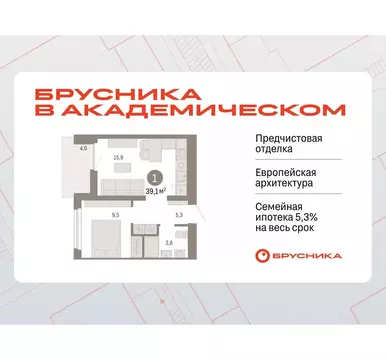 1-к кв. Свердловская область, Екатеринбург Академический мкр, 19-й ...