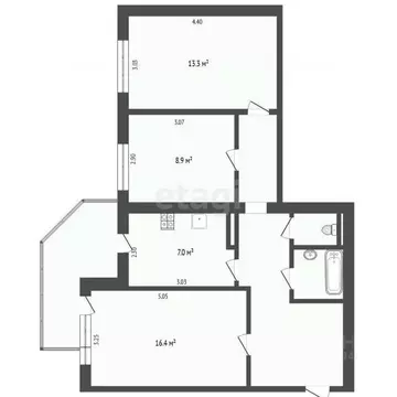 3-к кв. Тюменская область, Тюмень ул. Николая Чаплина, 125 (60.6 м)