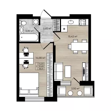 1-к кв. Ярославская область, Ярославль Северный жилрайон, 15-й мкр, 1 ...