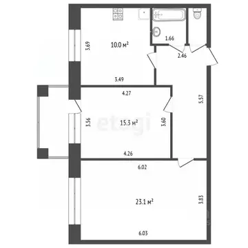 2-к кв. Вологодская область, Вологда ул. Бурмагиных, 34А (66.1 м)