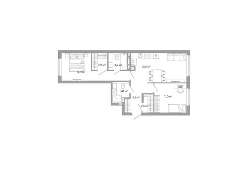 2-к кв. Астраханская область, Астрахань Зеленые кварталы жилрайон,  ...