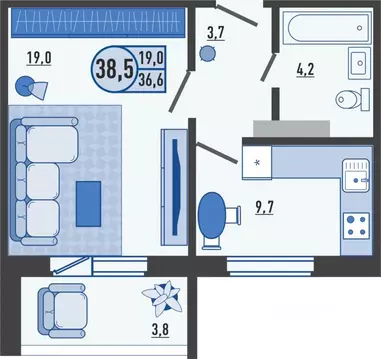 1-к кв. Орловская область, Орел Черепичная ул., 22к3 (38.6 м)