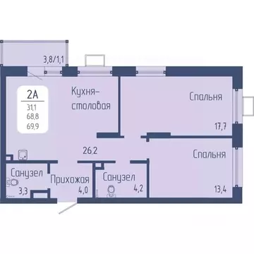 2-к кв. Красноярский край, Красноярск Свободный просп. (69.9 м)