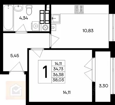 1-к кв. Крым, Евпатория просп. Победы, 93 (38.3 м)