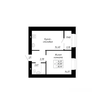 1-к кв. Башкортостан, Стерлитамак Прибрежный мкр,  (38.9 м)