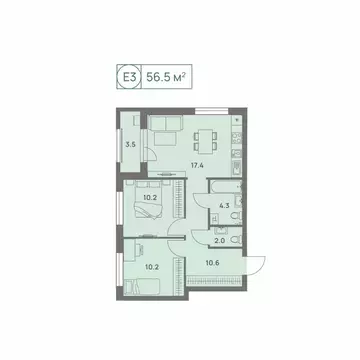 3-к кв. Пермский край, Пермь Трамвайная ул., 27 (56.5 м)