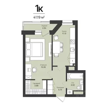 1-к кв. Пермский край, Пермь Уинская ул., 54 (41.19 м)