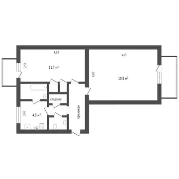 2-комнатная квартира: Златоуст, улица Тургенева, 4 (54 м)