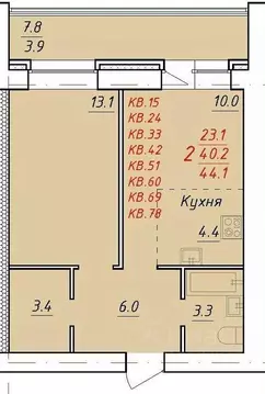 2-к кв. Алтайский край, Новоалтайск Индустриальная ул., 18А (44.1 м)