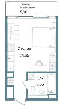 Квартира-студия: Республика Крым, Саки, курортный кластер Темпо (35.86 ...