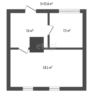 2-комнатная квартира: Богандинский, улица Тельмана, 14 (33.8 м)