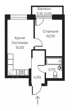 1-к кв. Воронежская область, Воронеж ул. Черняховского, 92 (35.2 м)