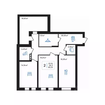 2-к кв. Липецкая область, Липецк Авторский жилрайон,  (89.29 м)