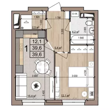 1-к кв. Рязанская область, Рязань ул. Новоселов, 33Б (39.6 м)