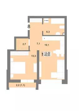 1-комнатная квартира: Екатеринбург, Посадская улица, 26 (49.6 м)