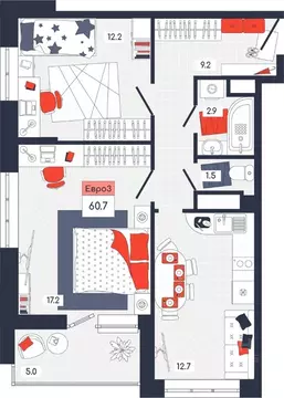 3-к кв. Тульская область, Тула ул. Академика Насоновой, 9 (60.7 м)